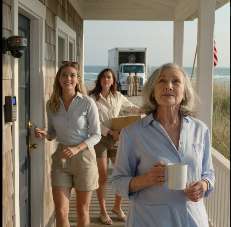 La femme de mon fils a annoncé, pendant le dîner de famille, qu'ils allaient prendre ma maison de plage. Elle m'a dit qu'elle la repeindrait, emménagerait et la rendrait plus lumineuse. J'ai discrètement changé les serrures, signé les contrats de rénovation, installé des caméras et attendu sur le perron. Quand le camion de déménagement est arrivé et que sa clé a refusé de fonctionner, son sourire s'est effacé au moment où l'alarme s'est déclenchée.