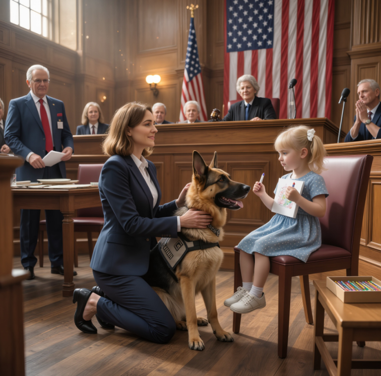 Une fillette de 3 ans parle à un chien policier au tribunal : personne n’était préparé à ses paroles.