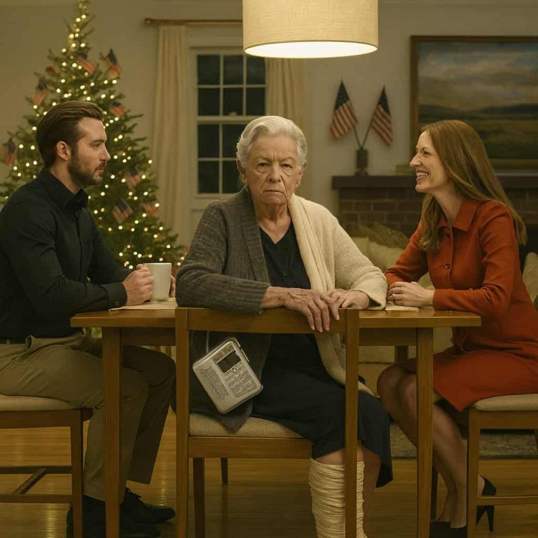 Je suis arrivée au dîner de Noël en boitant, le pied dans un plâtre, conséquence d’un « petit incident » survenu quelques jours plus tôt, alors que je n’étais chez moi qu’avec ma belle-fille. En entrant, mon fils laissa échapper un petit rire froid et dit : « Ma femme veut juste que tu tires une leçon de ça, maman. » Il n’avait pas la moindre idée que la sonnerie qui retentit juste après annonçait l’arrivée des autorités que j’avais moi-même appelées, et à partir de ce moment-là, toute la soirée prit une tournure complètement différente.