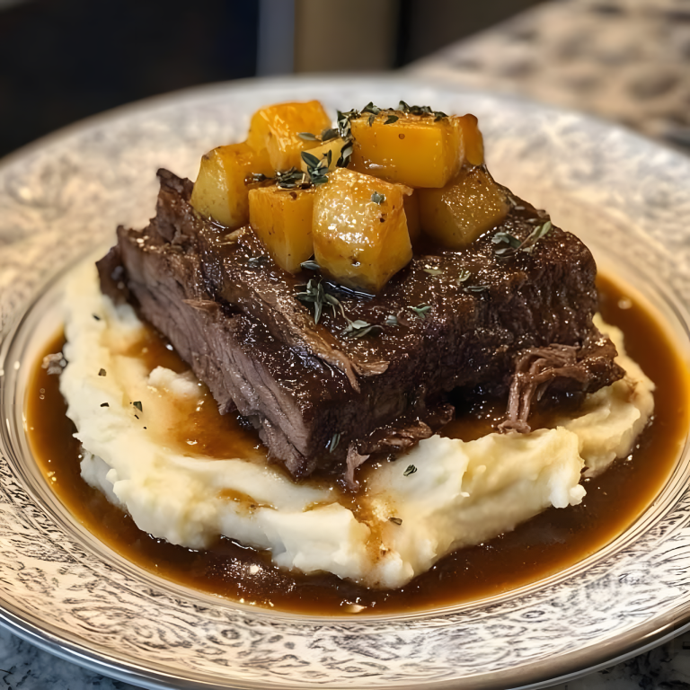 Ragoût de bœuf de grand-mère sur purée de pommes de terre crémeuse : un classique réconfortant !
