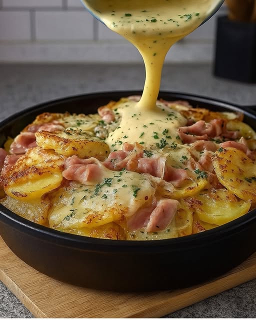 Gratin de Pommes de Terre au Jambon et au Fromage