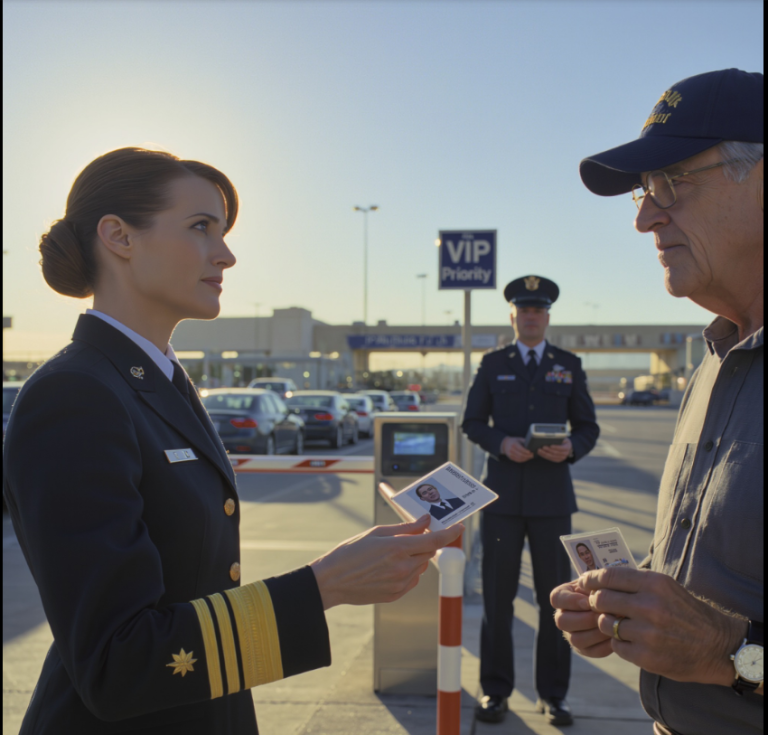 Le garde a demandé une pièce d'identité. Mon père lui a tendu sa carte de retraité. « Elle est avec moi », a-t-il dit. « Une simple civile. »