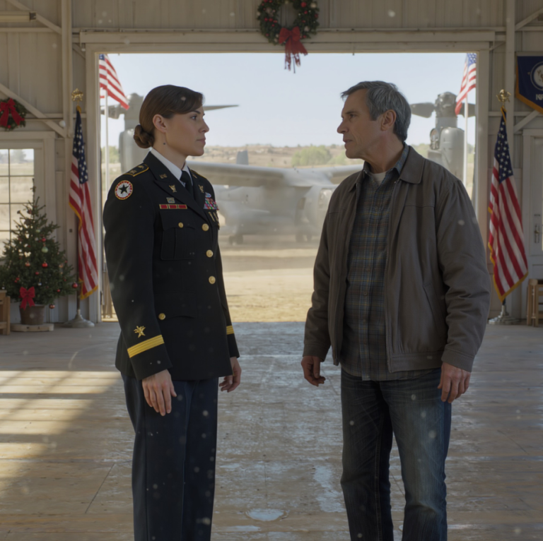 « C’est un avion interdit ! » s’écria papa. « Ils vont vous arrêter ! » La rampe s’abaissa et une rangée d’officiers en uniforme en sortit. « Capitaine Harris, la Maison-Blanche vous attend. » Papa resta planté là, complètement abasourdi.