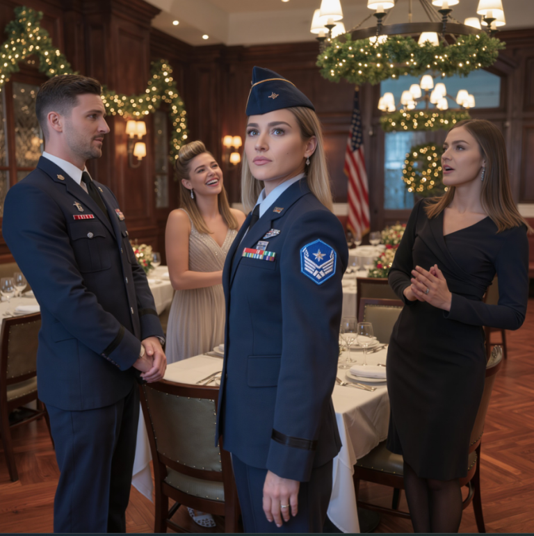 Ma sœur a ri pendant le dîner : « Voici mon fiancé, c’est un Ranger. Un vrai héros. » Elle s’est moquée de mon uniforme : « Tu n’es qu’une secrétaire. Arrête de faire semblant. » Mais le Ranger a aperçu l’écusson de la Force d’intervention sur ma poitrine et s’est figé. Il s’est redressé brusquement et a rugi : « Maya… Ça suffit. Sais-tu… »