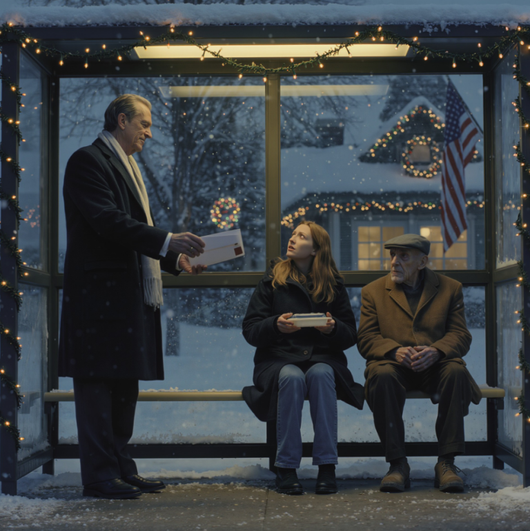 J'ai donné mon seul repas à un inconnu tremblant à un arrêt de bus, ignorant qu'il s'agissait d'un milliardaire qui me faisait passer un test. Trois semaines plus tard, il a fait irruption au gala de charité de mon beau-père avec des résultats de test confidentiels et un sombre secret qui allait bouleverser ma famille et changer ma vie à jamais…