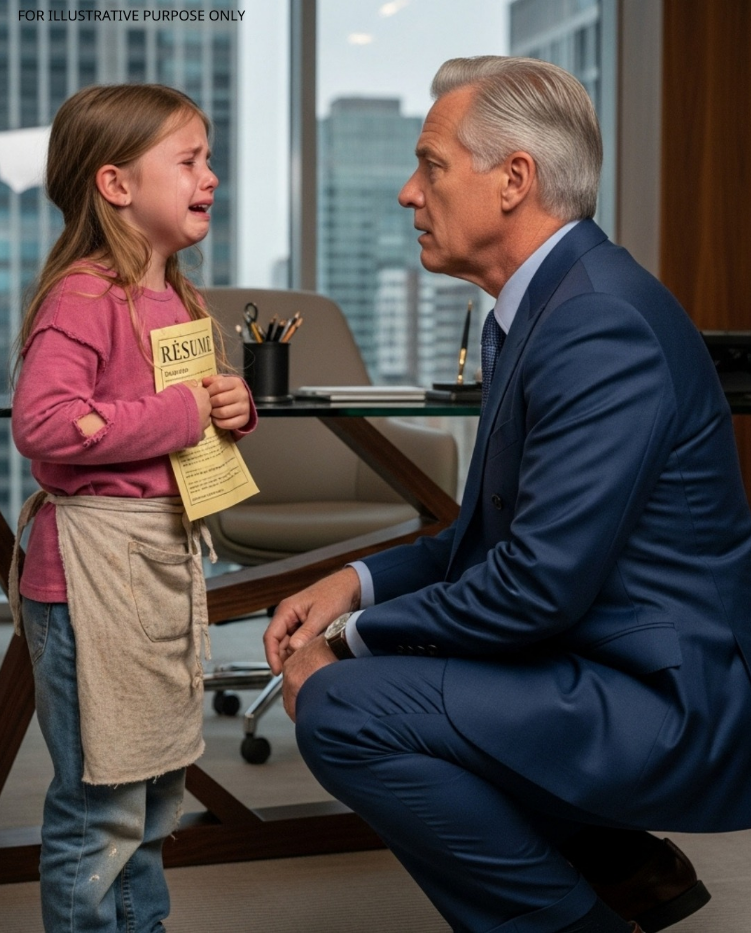 « Ma mère est trop malade pour venir… alors je suis là pour la remplacer », dit-elle, debout devant le PDG, vêtue d'un tablier bien trop grand pour elle — et ce qui se passa ensuite bouleversa son monde.