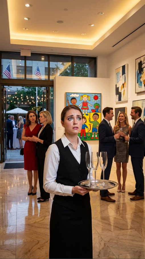 « Je servais du champagne dans une galerie de Manhattan quand soudain, je me suis figée — car sur le mur, derrière une vitre et sous un éclairage parfait, était accrochée une peinture que j'avais réalisée à SIX ans… au prix de 150 000 $… la même que j'avais offerte à ma mère le jour où une assistante sociale nous avait séparées. »