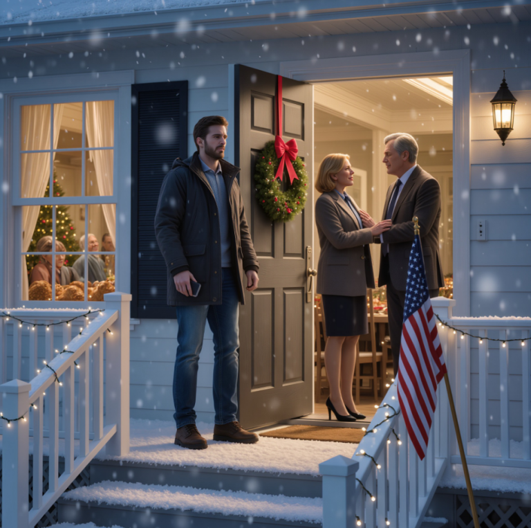 Le jour de Thanksgiving, mes parents m'ont arrêtée à la porte et m'ont dit : « Tu n'es pas invitée, rentre chez toi. » Derrière eux, je voyais ma sœur, mon oncle et même ma meilleure amie rire autour de la table comme si c'était une fête comme les autres. J'ai simplement hoché la tête, je suis retournée à ma voiture et j'ai passé un coup de fil discret. Vingt minutes plus tard, mon téléphone s'est mis à sonner… et plus personne ne riait.