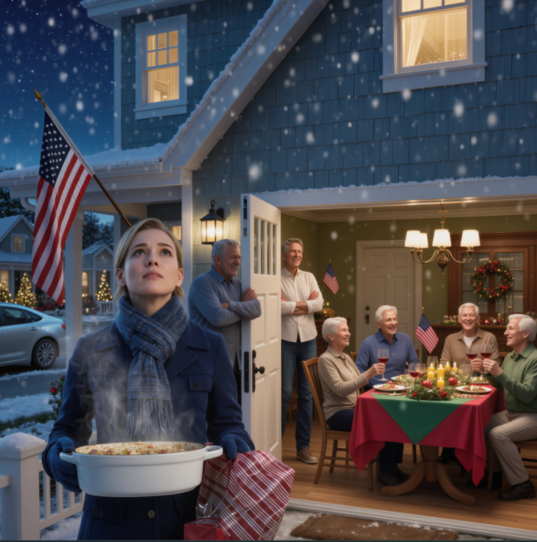 À Noël, mes parents m'ont arrêtée devant la porte et m'ont dit : « Tu n'es pas invitée. Rentre chez toi. » Derrière eux, je voyais mon frère, ma tante, et même ma soi-disant meilleure amie, rire aux éclats autour de la table comme si je n'avais jamais existé. J'ai juste hoché la tête, je suis retournée à ma voiture et j'ai passé un coup de fil rapide. Trente minutes plus tard, mes notifications ont explosé – et à l'intérieur de la maison, les vrais cris ont enfin commencé.