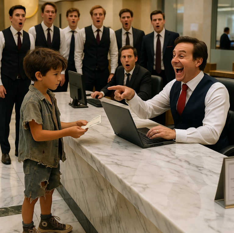 UN GARÇON NOIR AUX CHAUSSURES USÉES ENTRE DANS UNE BANQUE — LE DIRECTEUR RIT JUSQU’À CE QU’IL VOIT LE SOLDE