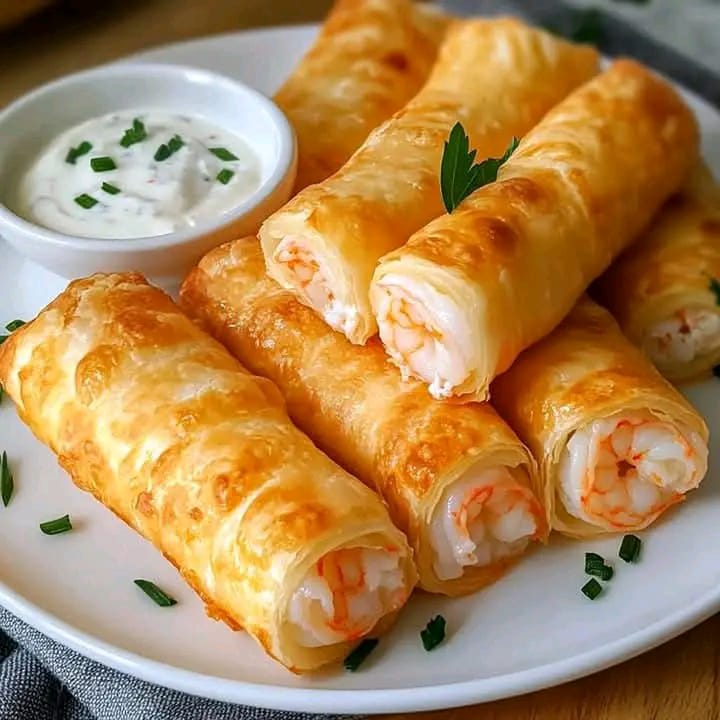 Cigares croustillants aux crevettes et à l’ail